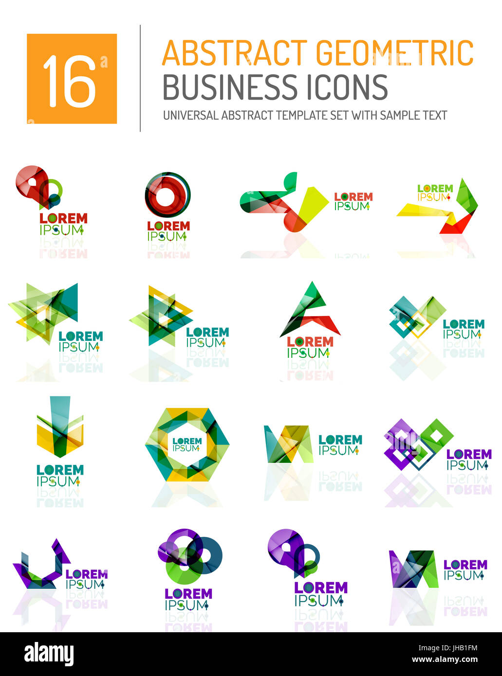 Abstract geometric business logo icon set. Colorful geometrical figure ...