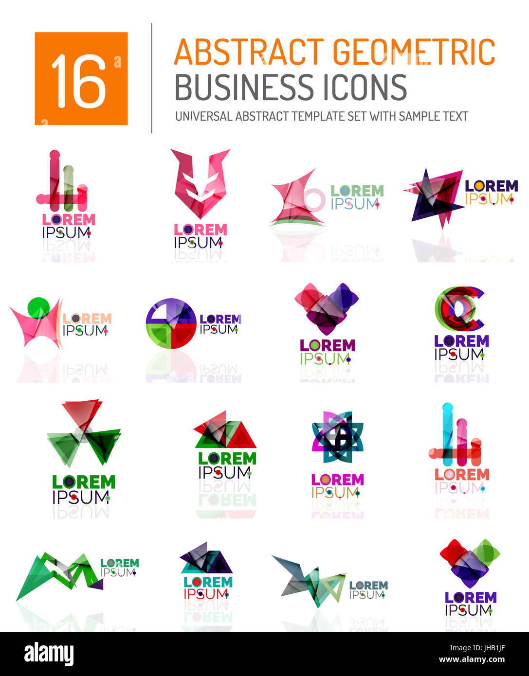 Abstract geometric business logo icon set. Colorful geometrical figure ...