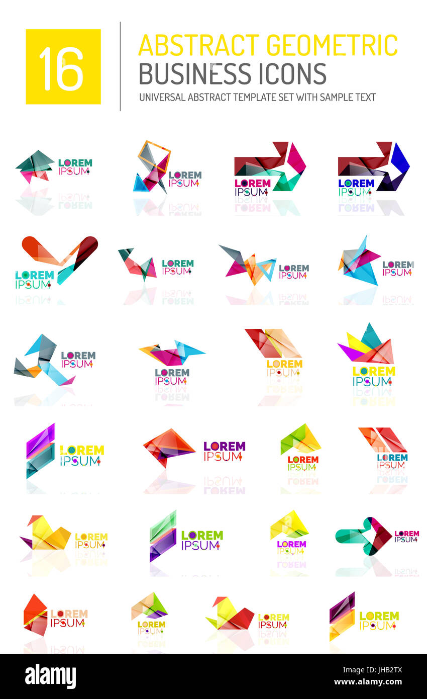 Abstract geometric business logo icon set. Colorful geometrical figure ...