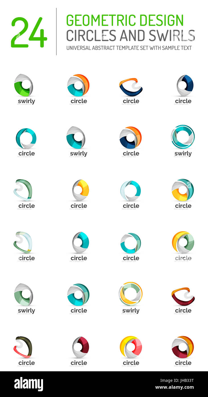 Geometric abstract circles and swirls icon set. symbols isolated on ...