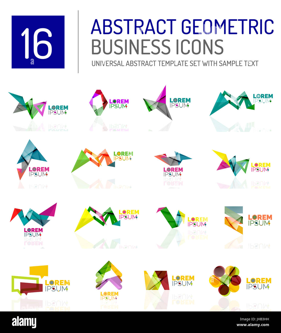 Abstract geometric business logo icon set. Colorful geometrical figure ...