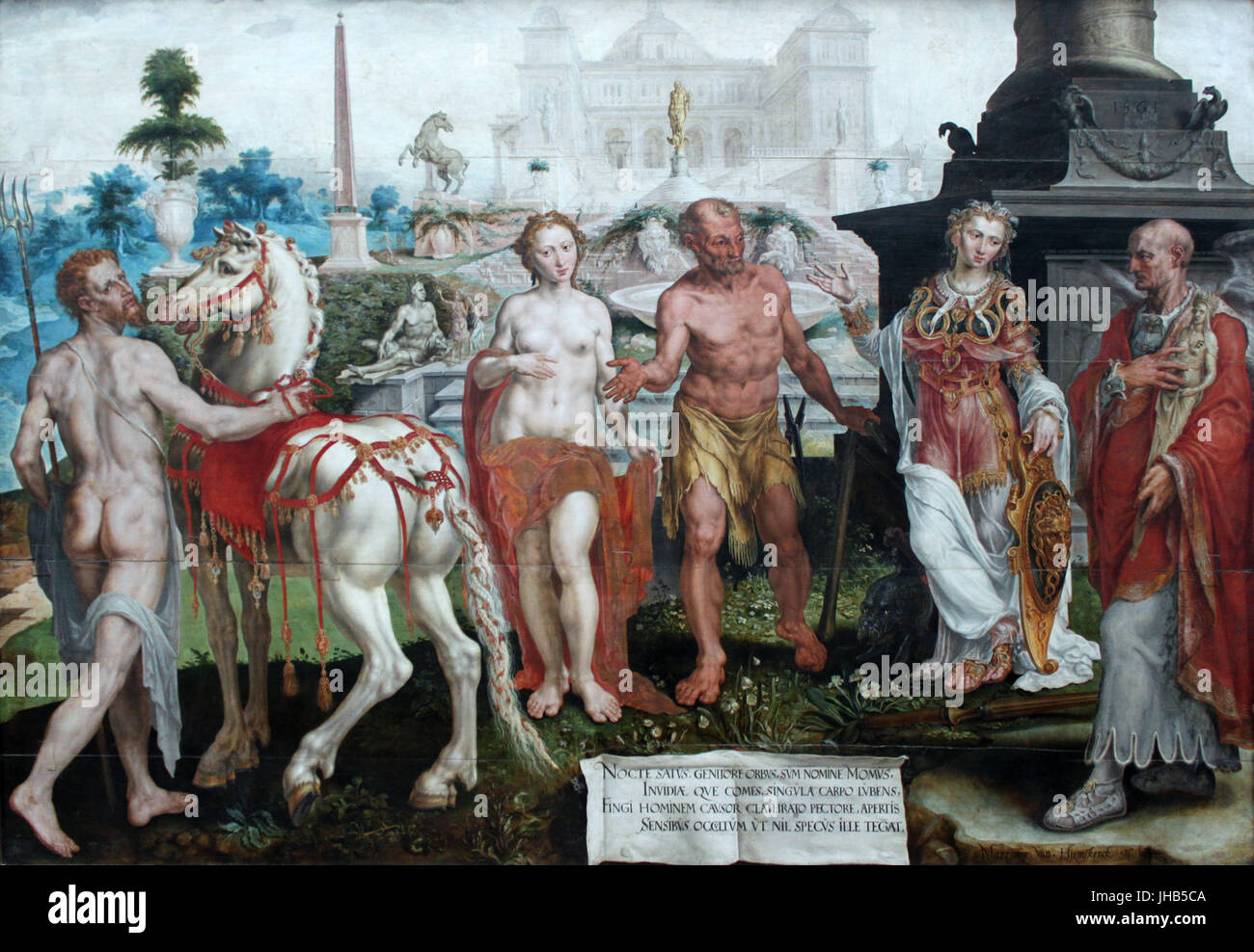 1561 v. Heemskerck Momus tadelt die Werke der Goetter Stock Photo