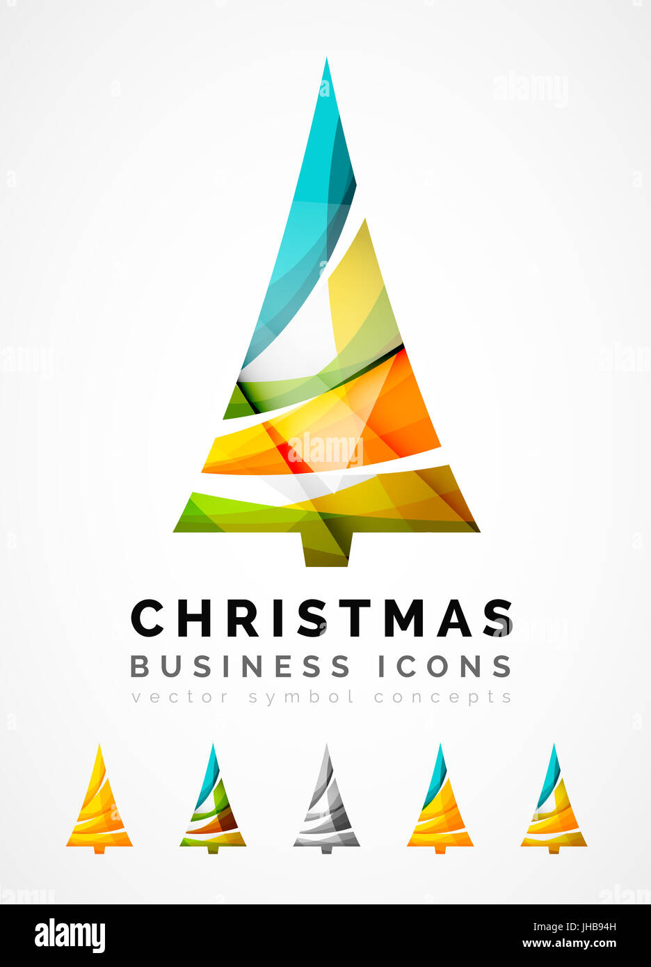 Set of abstract Christmas Tree Icons, business logo concepts, clean ...