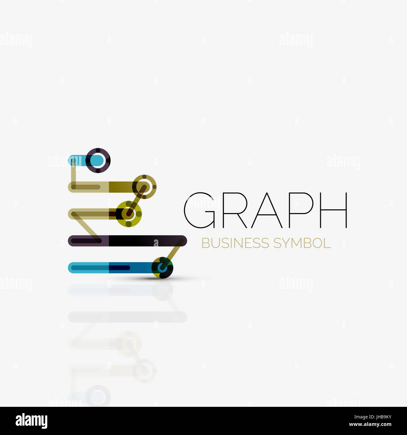 Vector abstract logo idea, linear chart or graph business icon ...