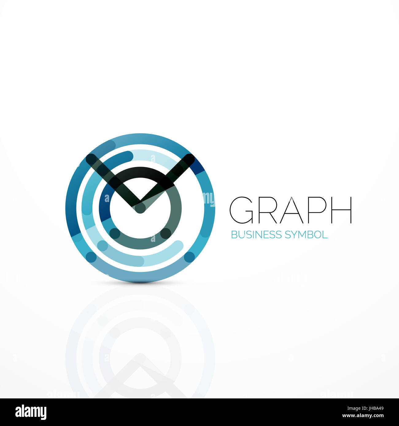 Vector abstract logo idea, linear chart or graph business icon ...