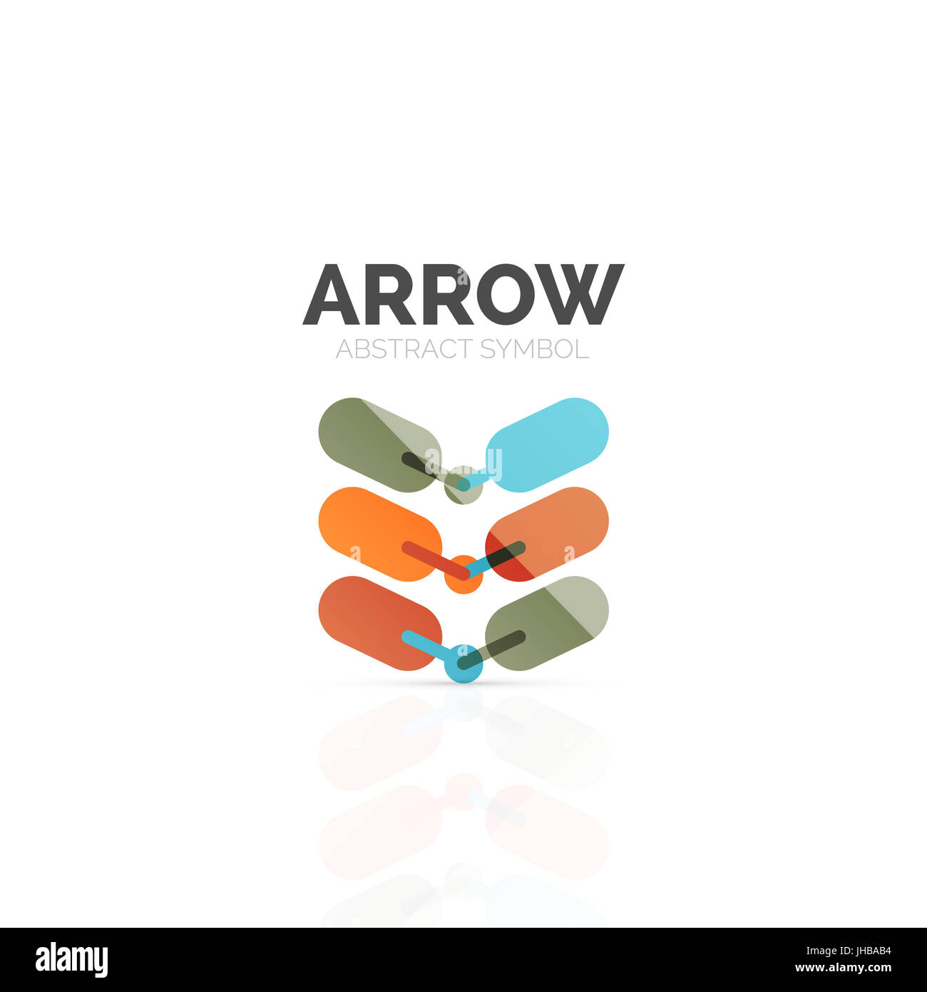 Linear arrow abstract logo, connected multicolored segments of lines in ...