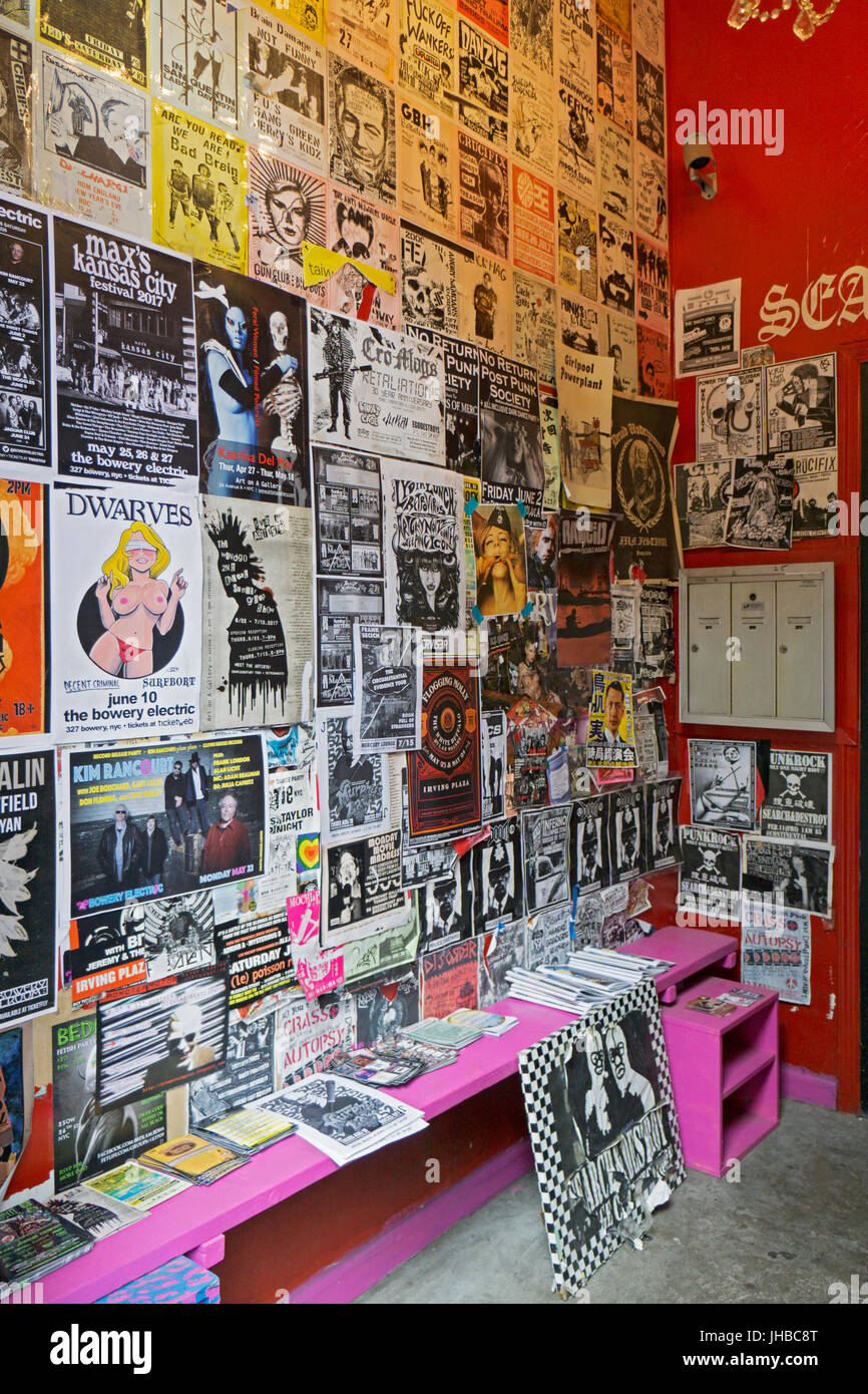 The entranceway to Search & Destroy a used clothing store on St. Marks Place in the East Village that specializes in punk and Goith fashion. Stock Photo