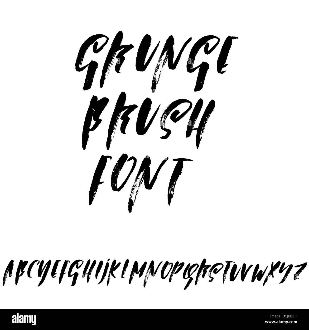 Hand drawn dry brush font. Modern brush lettering. Grunge style ...