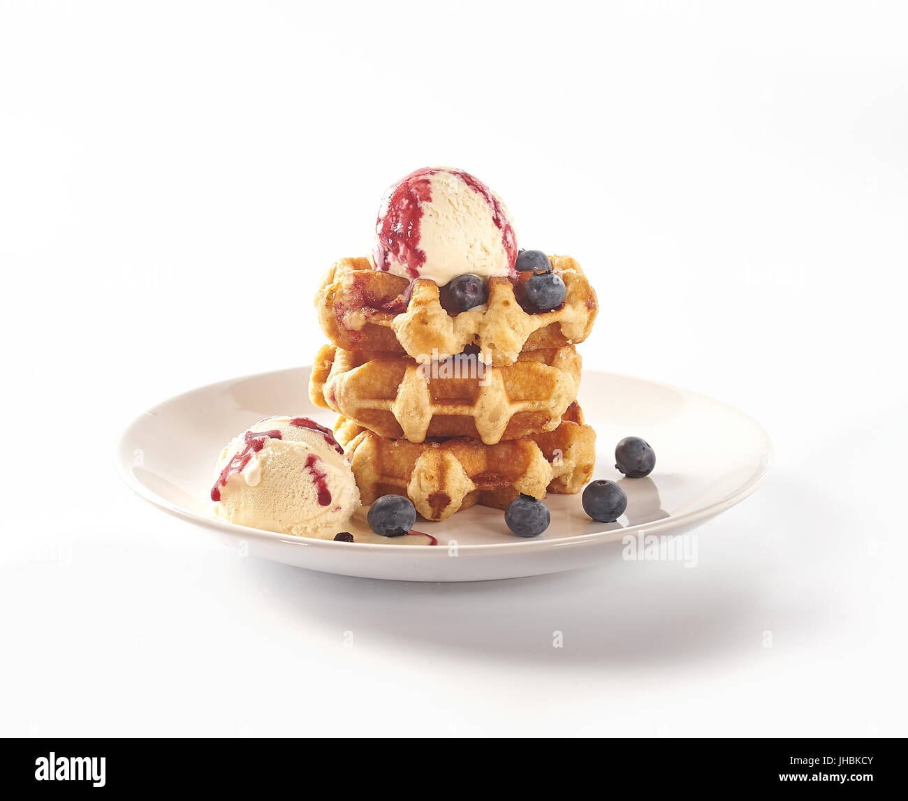 Close up of sweet waffles on white Stock Photo