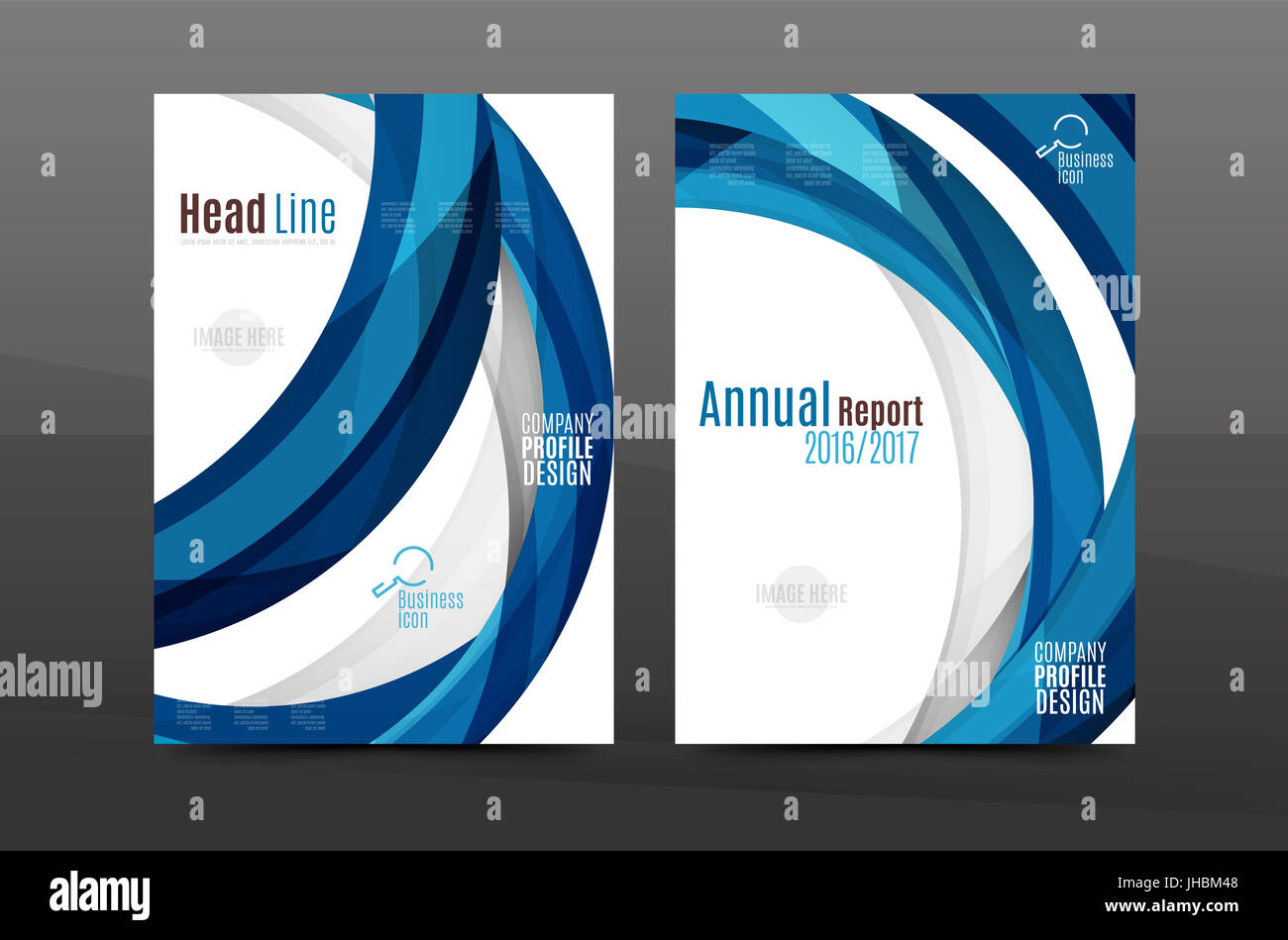 Blue wave annual report cover template. Brochure, flyer template layout ...