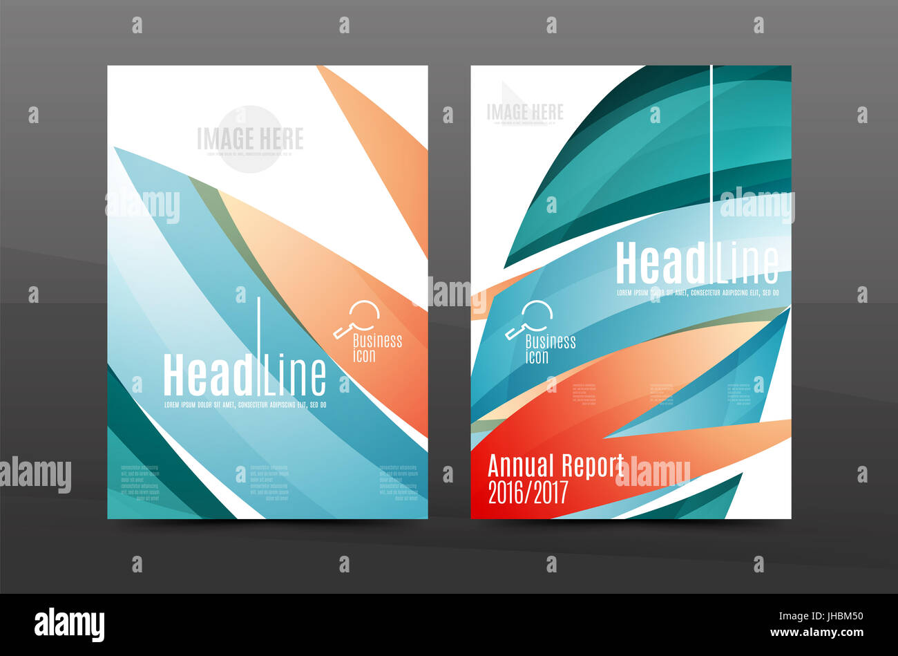 Blue wave annual report cover template. Brochure, flyer template layout ...