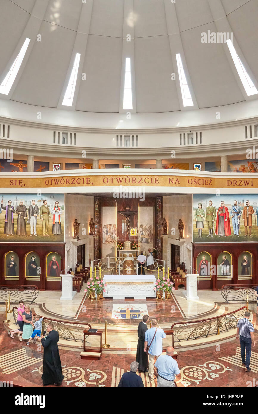 Torun, Poland - July 08, 2017: Interior of newly built Shrine of Our Lady the Star of New Evangelization and St. John Paul II. Stock Photo