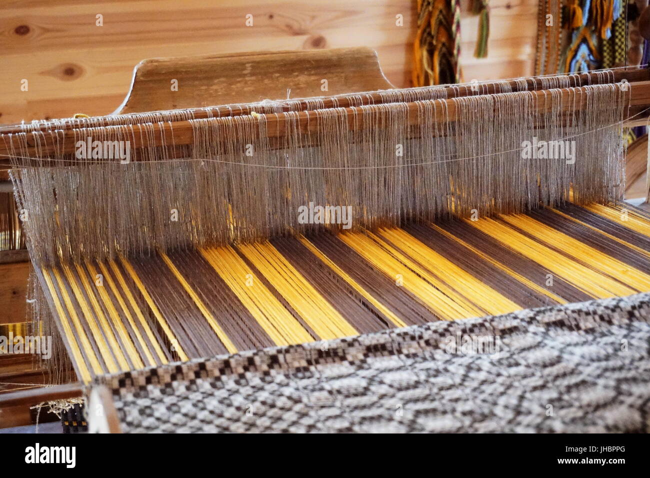 traditional hand-weaving loom in room Stock Photo - Alamy