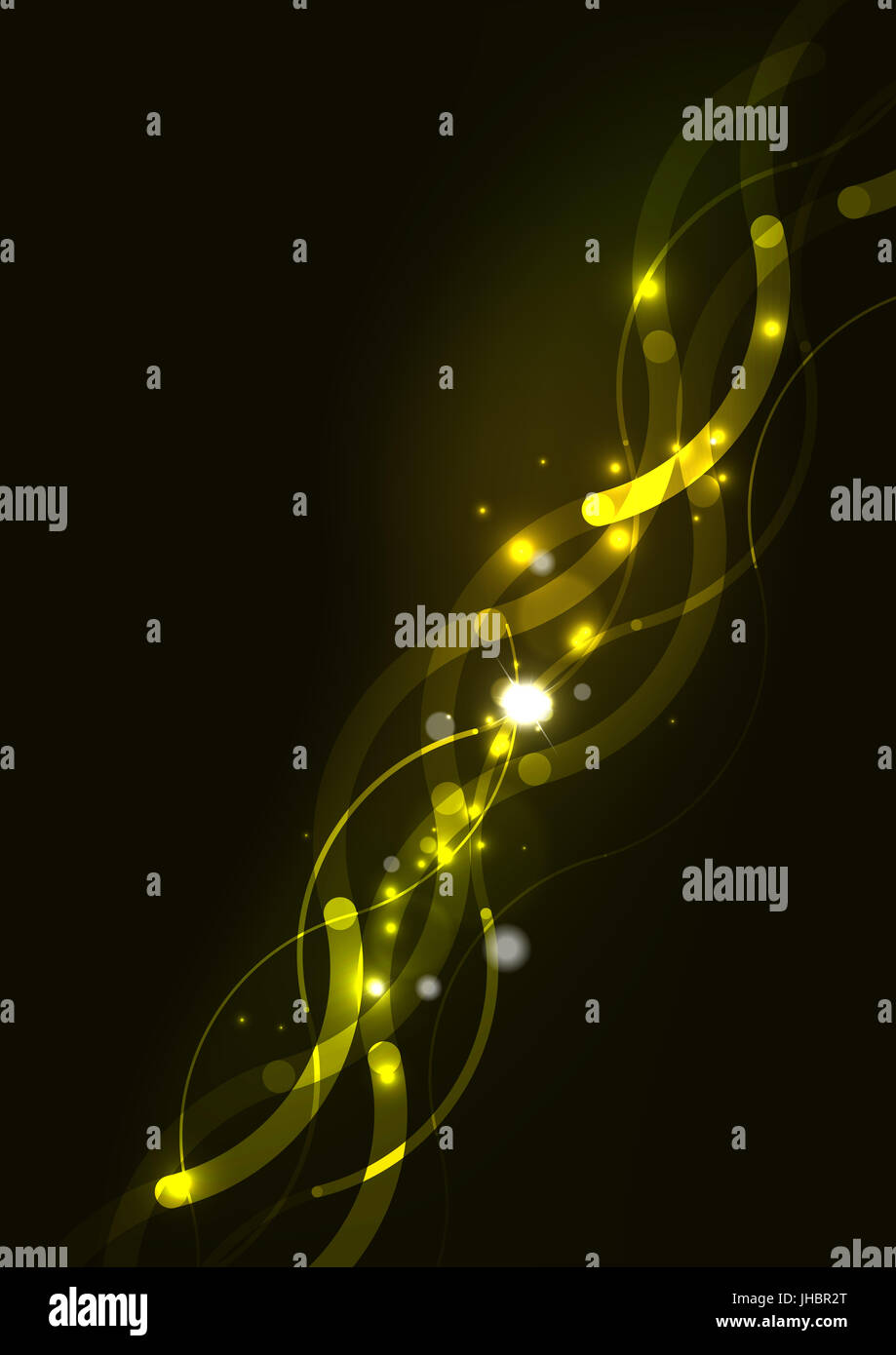 Abstract color glowing lines in dark space with stars and light effects ...