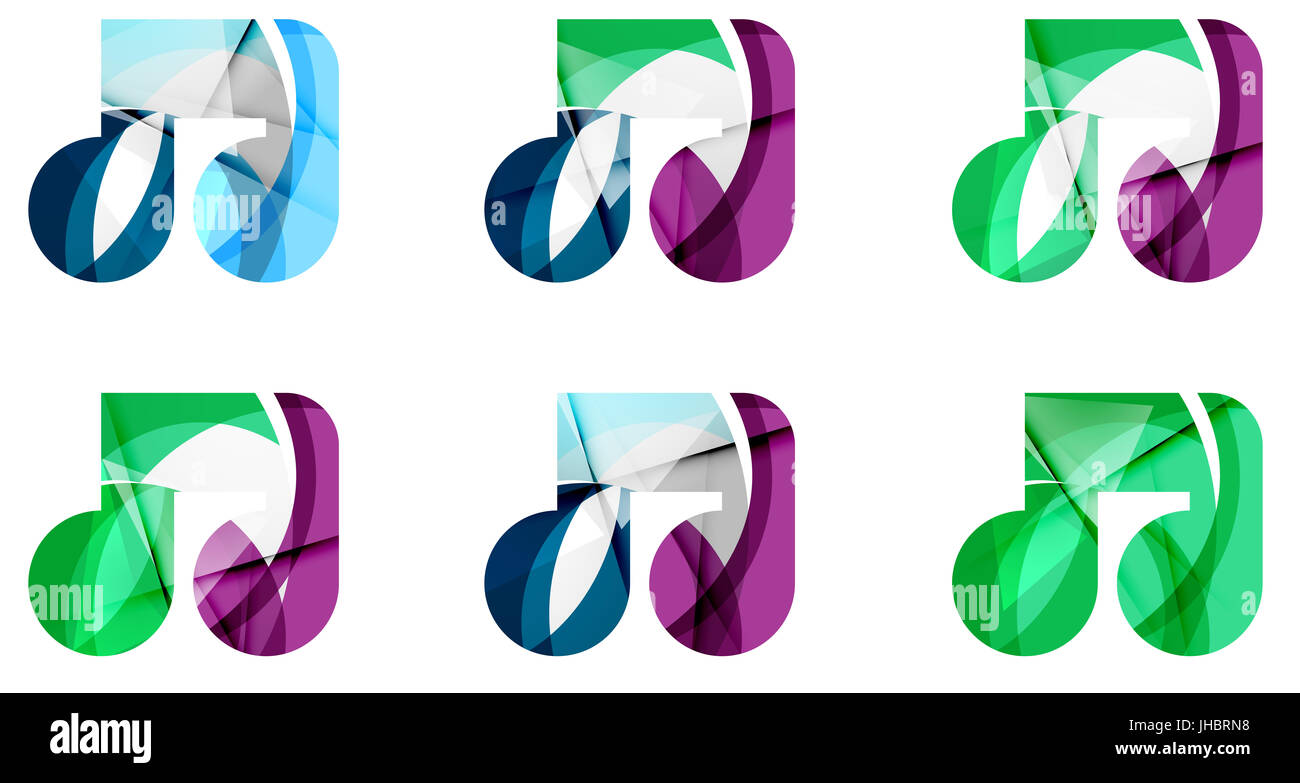 Set of abstract music note icon, business logotype concepts, clean ...