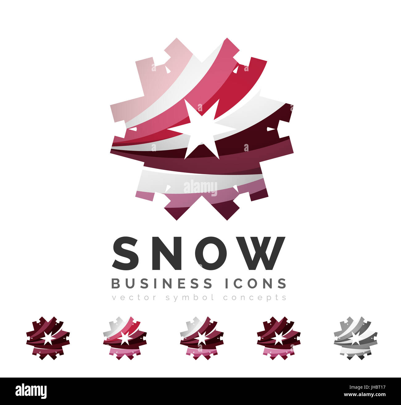 Set of abstract colorful snowflake logo icons, winter concepts, clean ...