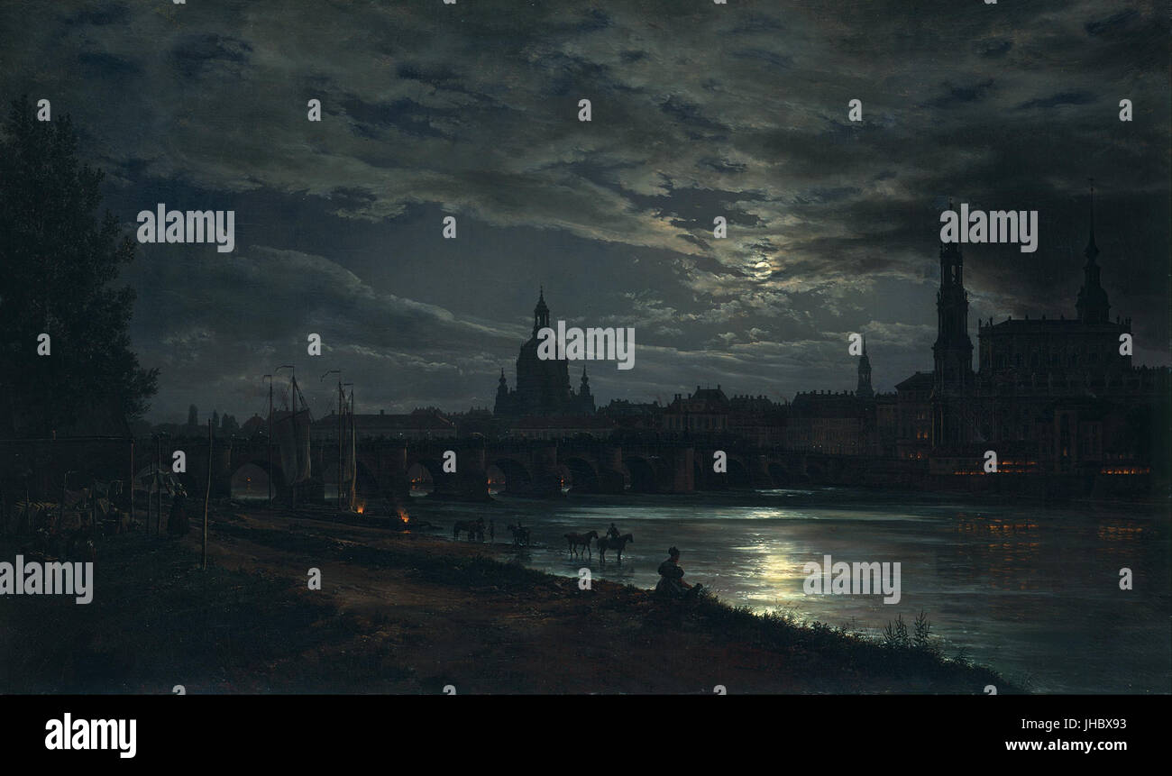 Johan Christian Dahl View of Dresden by Moonlight Stock Photo Alamy
