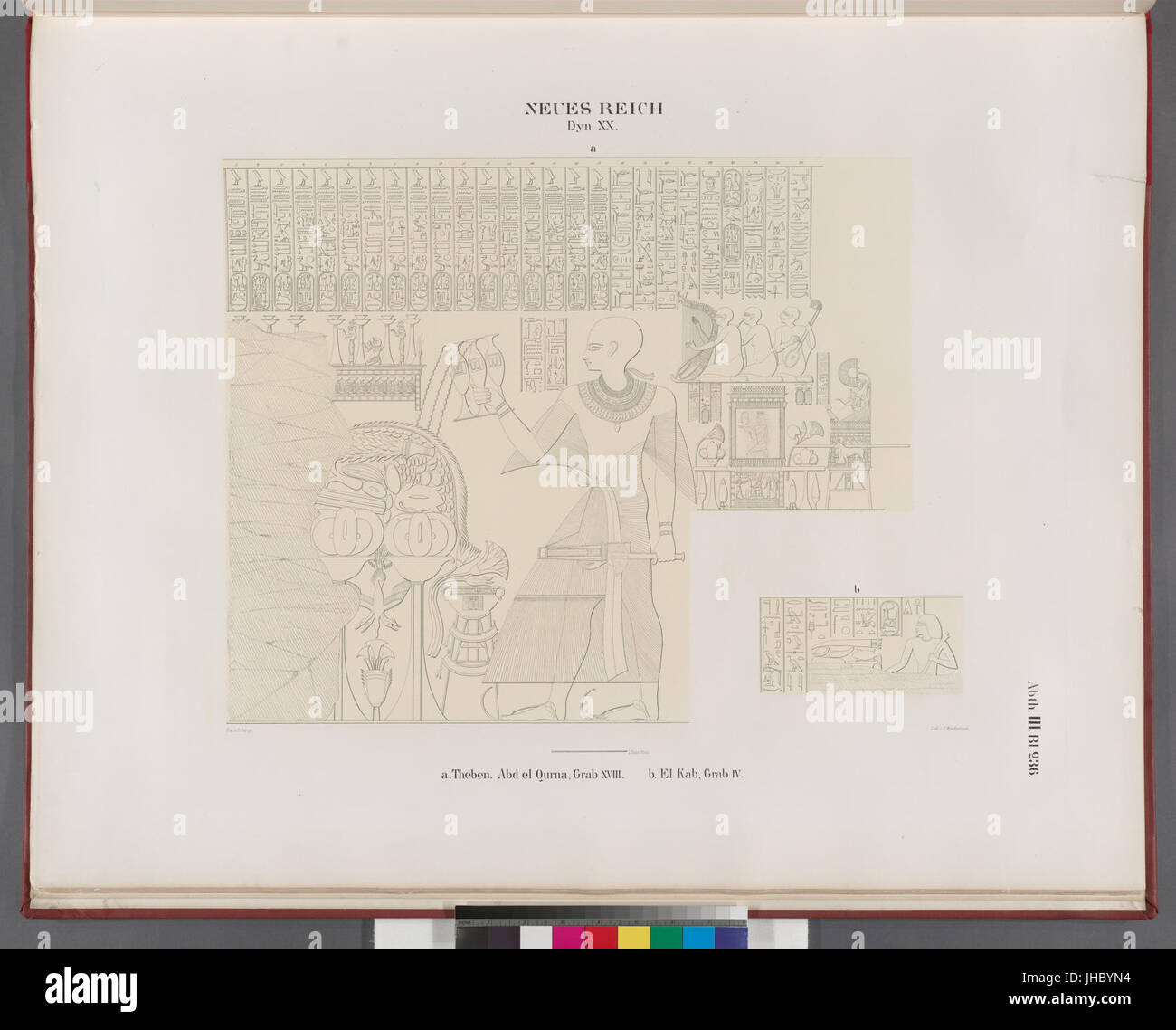 Neues Reich. Dynastie XX. a. Theben (Thebes). Abd el Qurna (Sheikh 'Abd el-Qurna), Grab 18; b. El Kab (el-Kab), Grab 4 (NYPL b14291191-38412) Stock Photo