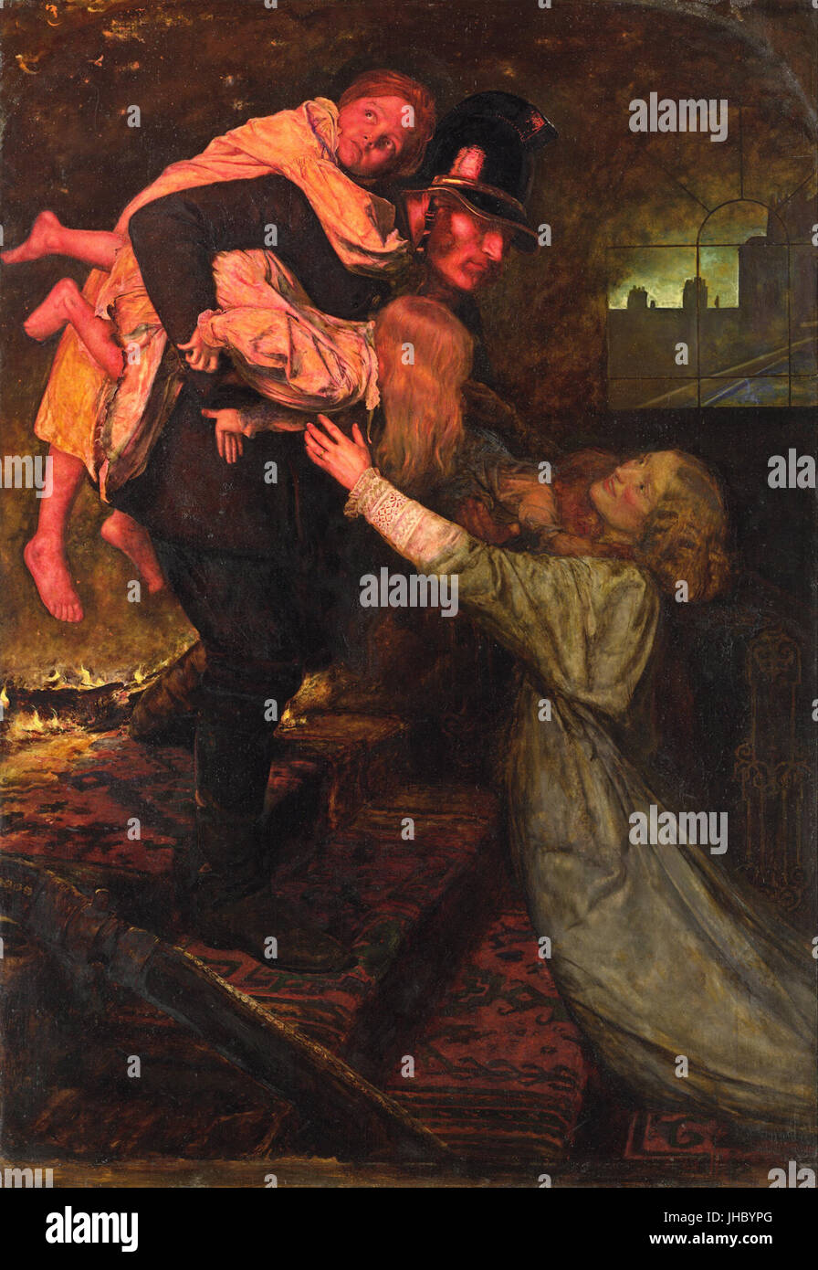 Millais John Everett - the Rescue Stock Photo - Alamy