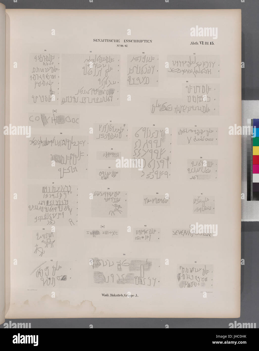 Sinaitische Inschriften No. 24-47. Wadi Mokatteb, Gruppe A (NYPL b14291191-44241) Stock Photo