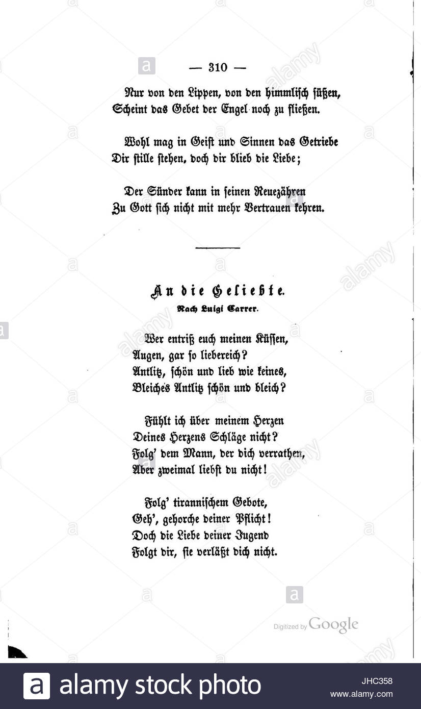 Joseph Emanuel Hilscher Gedichte 310 Stock Photo