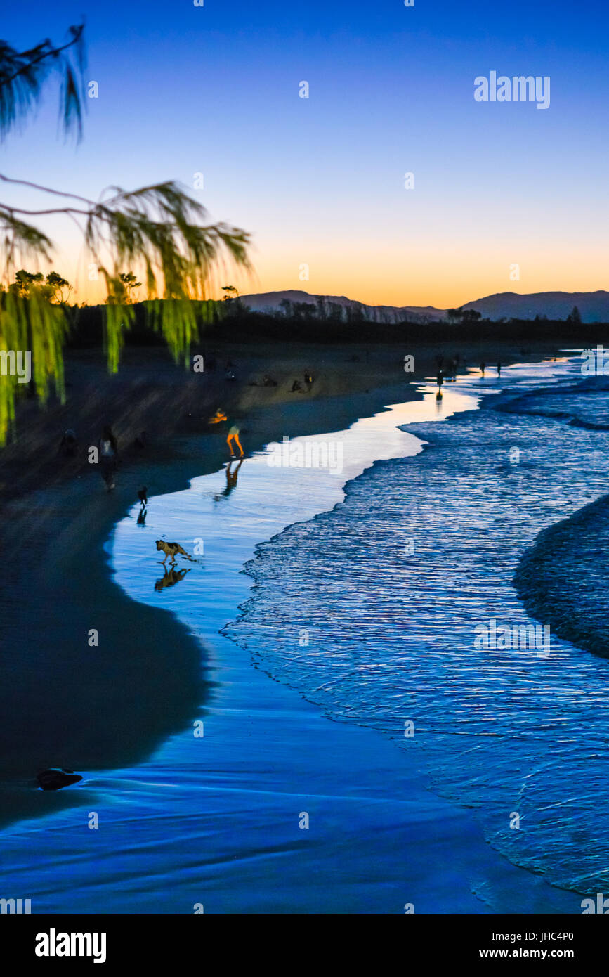 Belongil beach at dark, Byron bay, New South Wales, Australia. Stock Photo