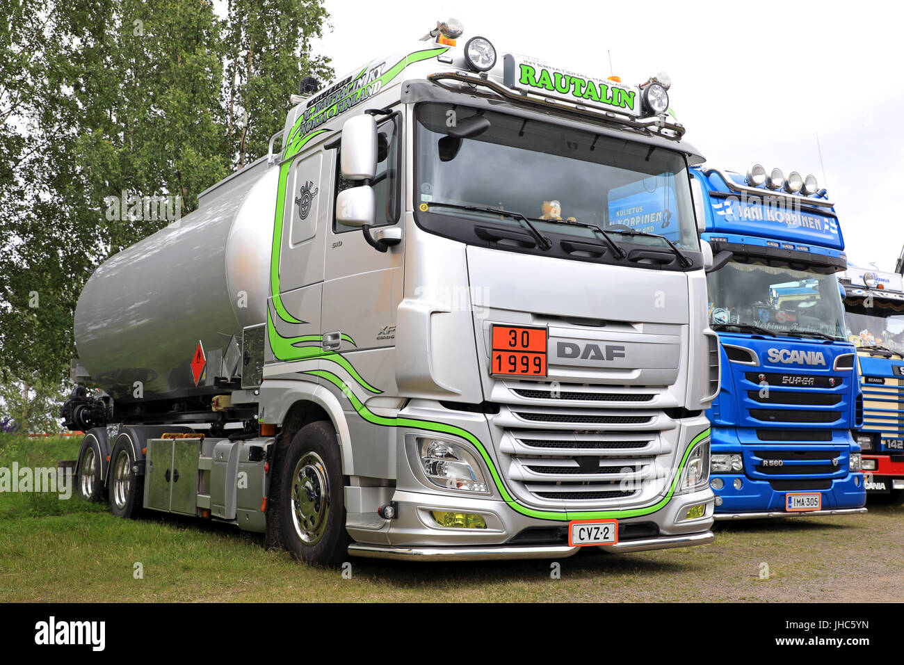 White New Generation DAF XF 480 heavy truck, Netherlands plates, on the  road heading to Power Truck Show 2021. Ikaalinen, Finland. August 12, 2021  Stock Photo - Alamy