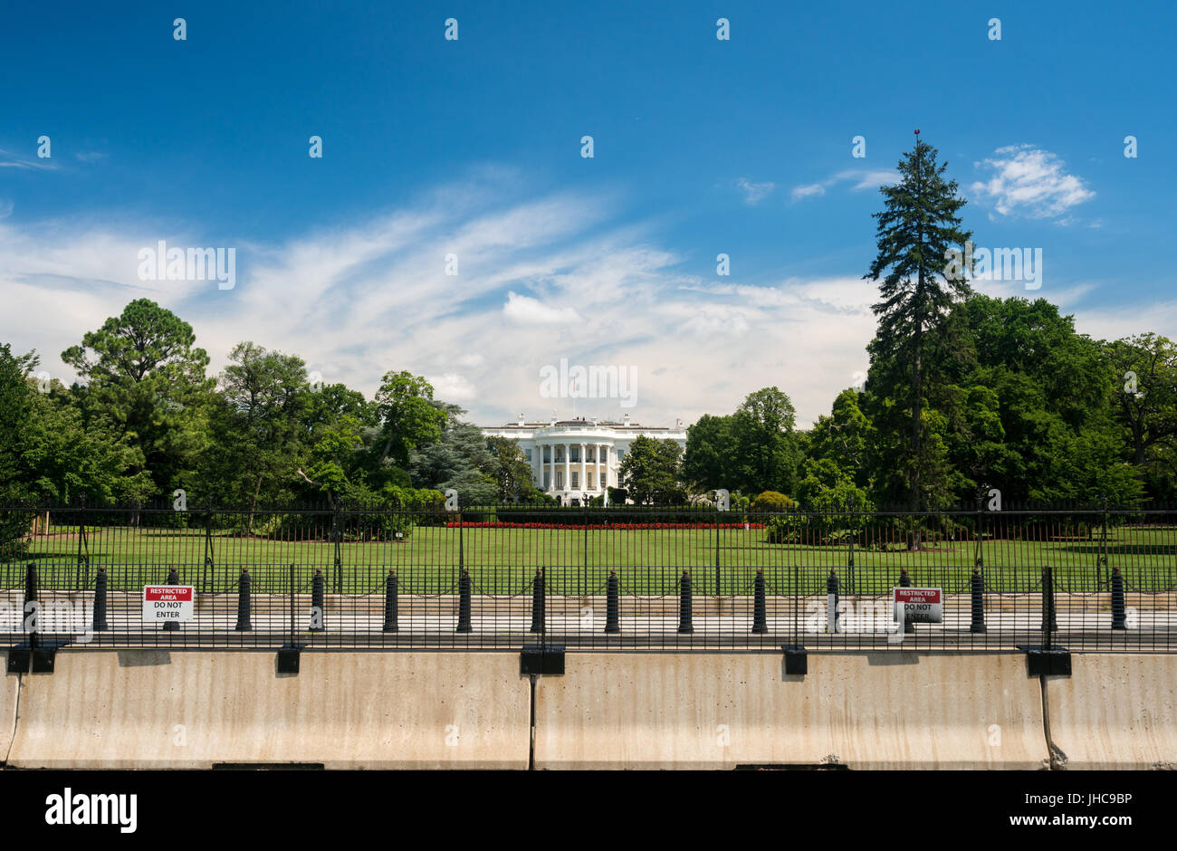 White House Washington DC with expanded security cordon Stock Photo