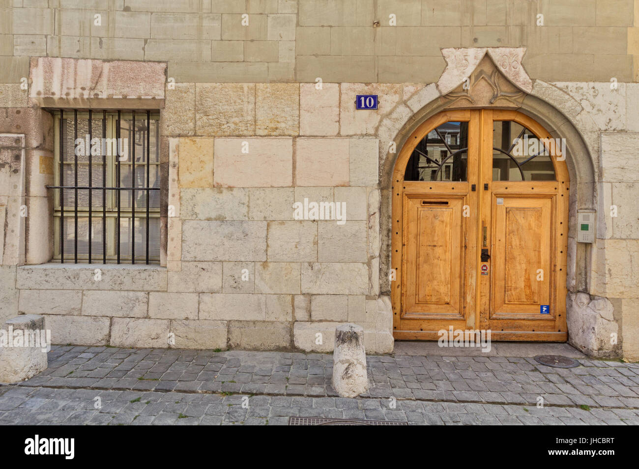 Old Geneva: a door Stock Photo