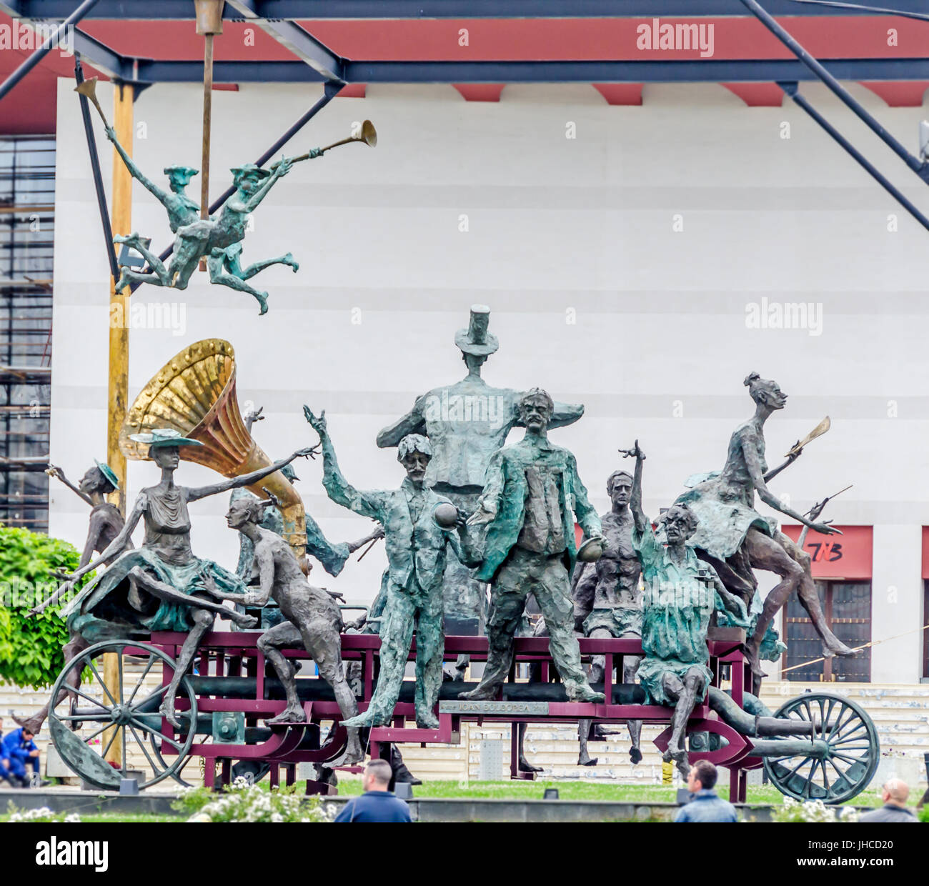 BUCHAREST, ROMANIA MAY 25, 2014 The group of statues called "Caruta