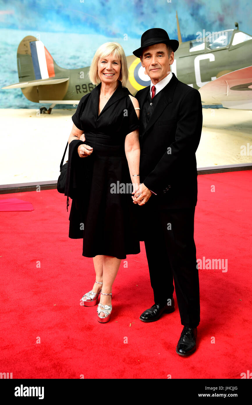 Sir Mark Rylance (right) with his wife Claire van Kampen attending the Dunkirk world premiere at the Odeon Leicester Square, London. Stock Photo