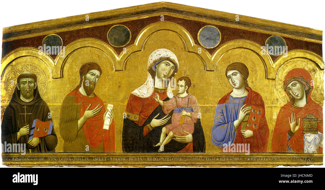 Guido da siena, madonna col bambino e santi Stock Photo