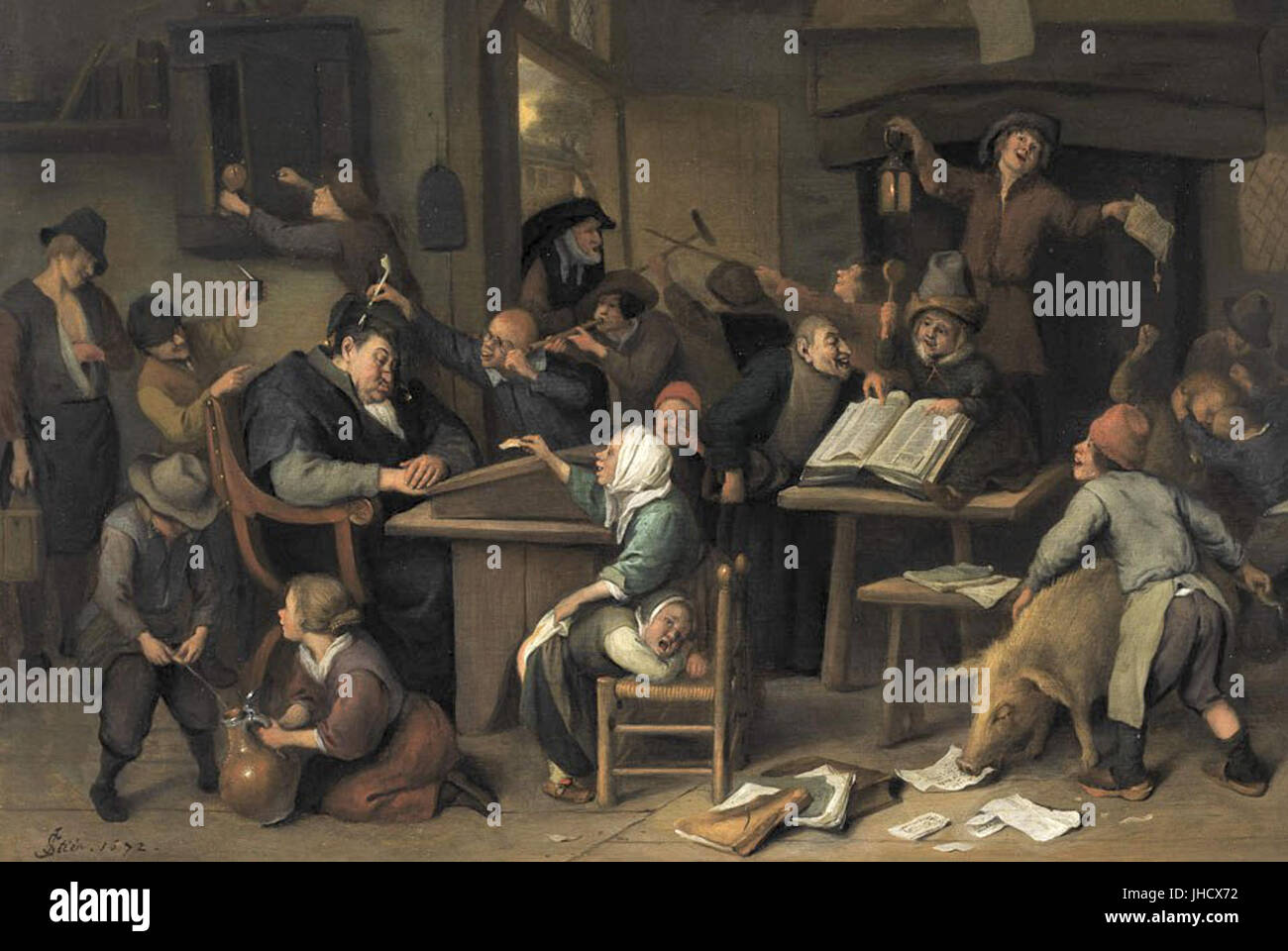 Jan Steen school class with a sleeping schoolmaster, 1672 Stock Photo
