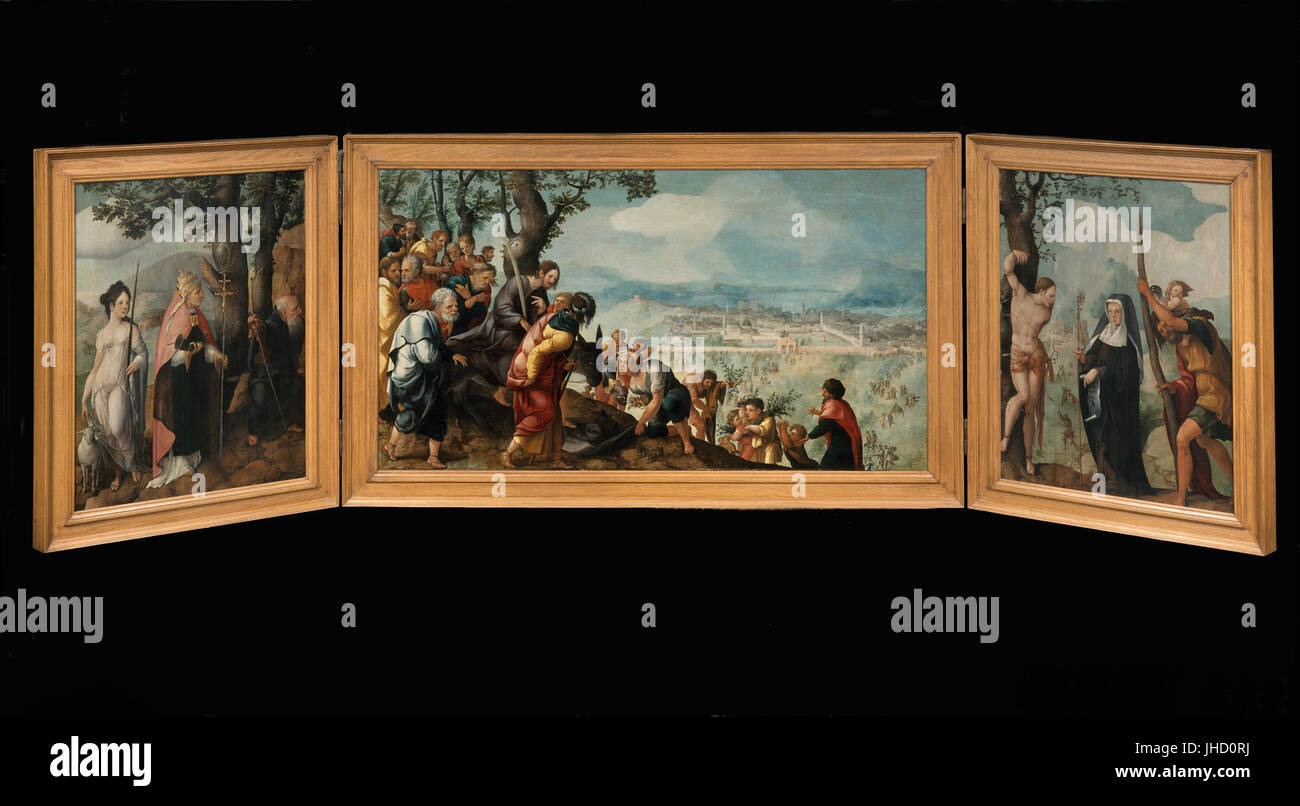 Jan Van Scorel Triptych With The Entry Of Christ Into Jerusalem 