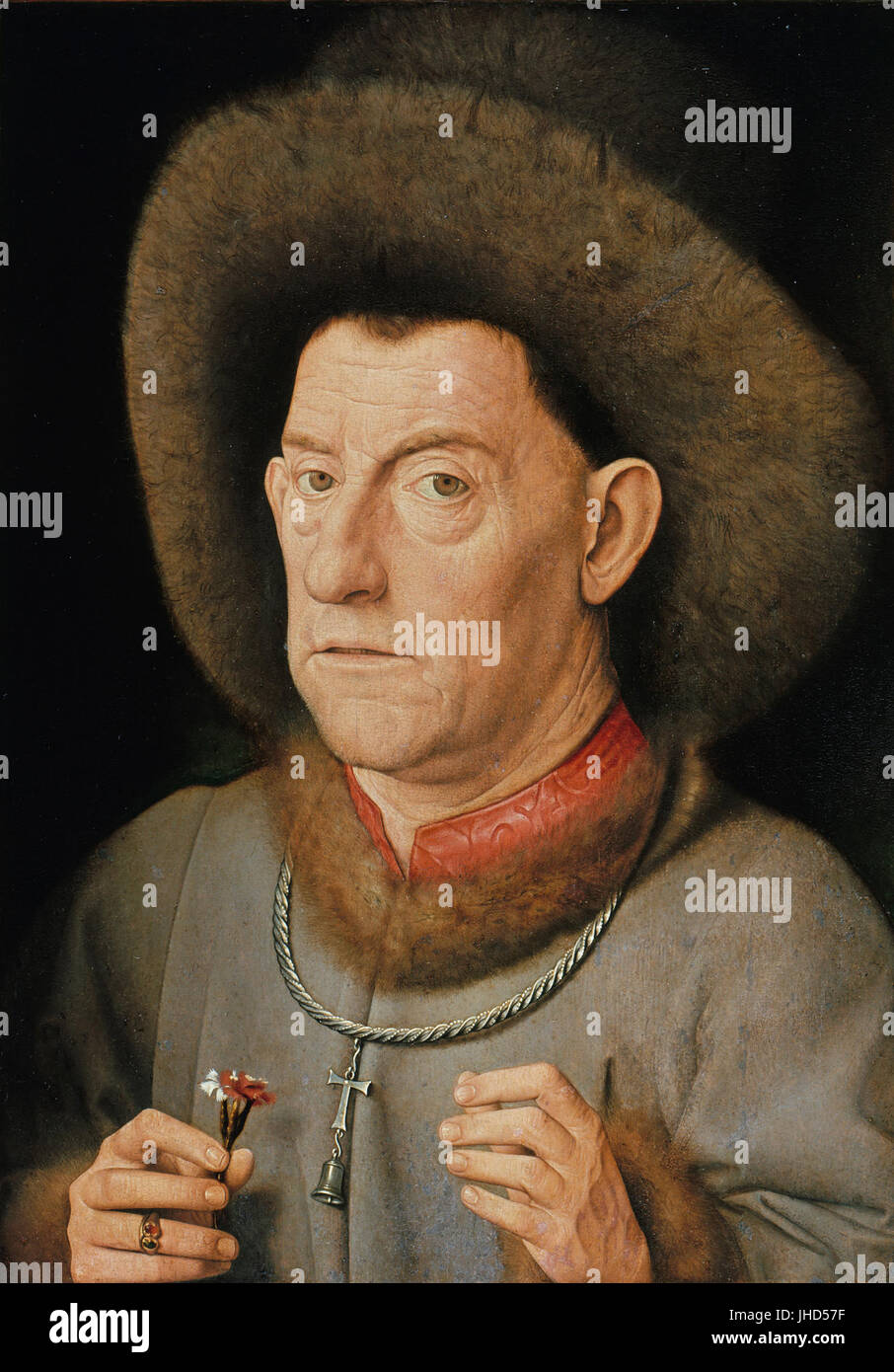 Jan van Eyck (successors) - Man with pinks - Stock Photo