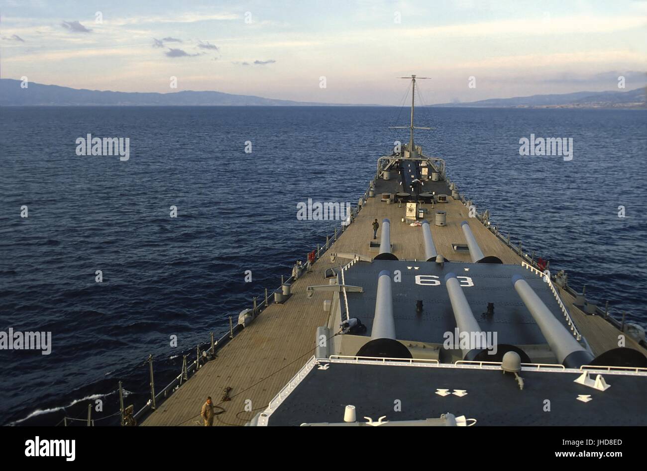 the Missouri battleship in navigation in the Mediterranean sea Stock ...