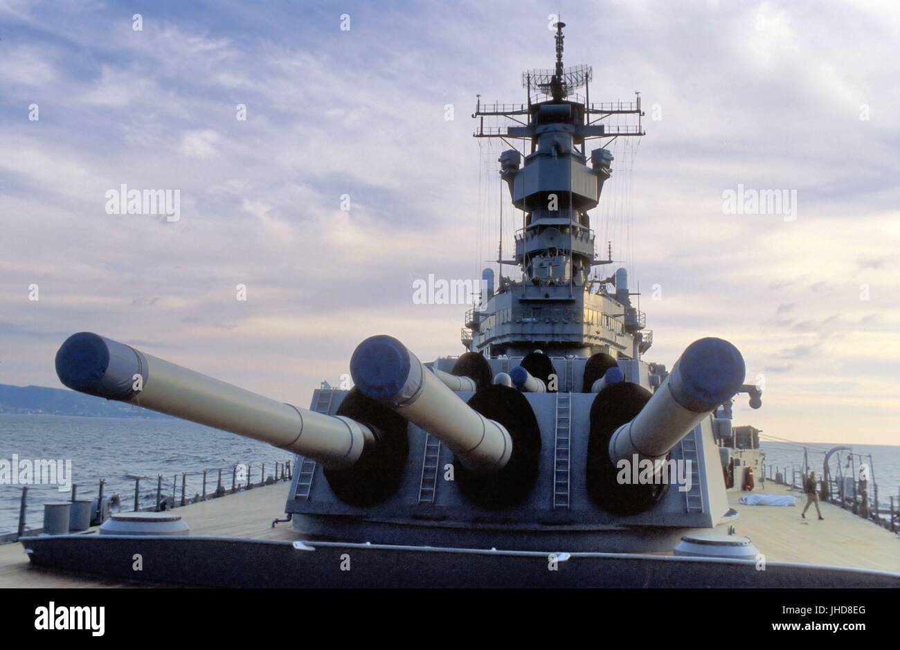 the Missouri battleship in navigation in the Mediterranean sea Stock ...