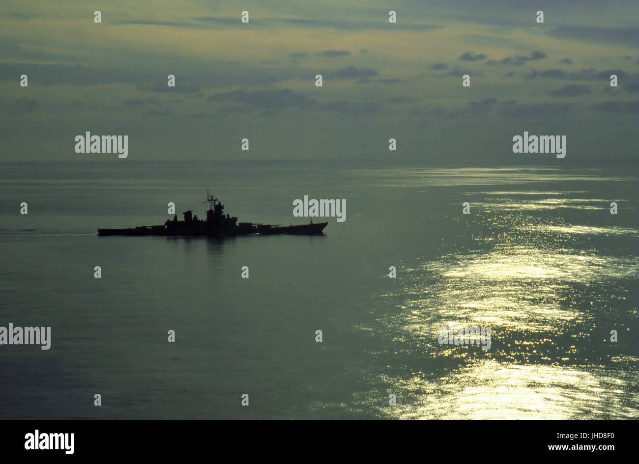 the Missouri battleship in navigation in the Mediterranean sea Stock Photo