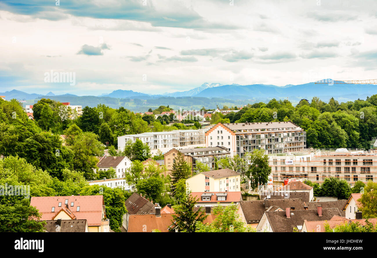 KEMPTEN, GERMANY - JUNE 9: View over the ctiy of Keptem, Germany on ...
