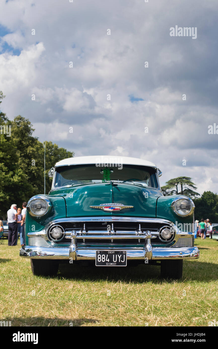 1953 Chevrolet bel air at Rally of the Giants american car show, Blenheim palace, Oxfordshire, England. Classic vintage American car Stock Photo