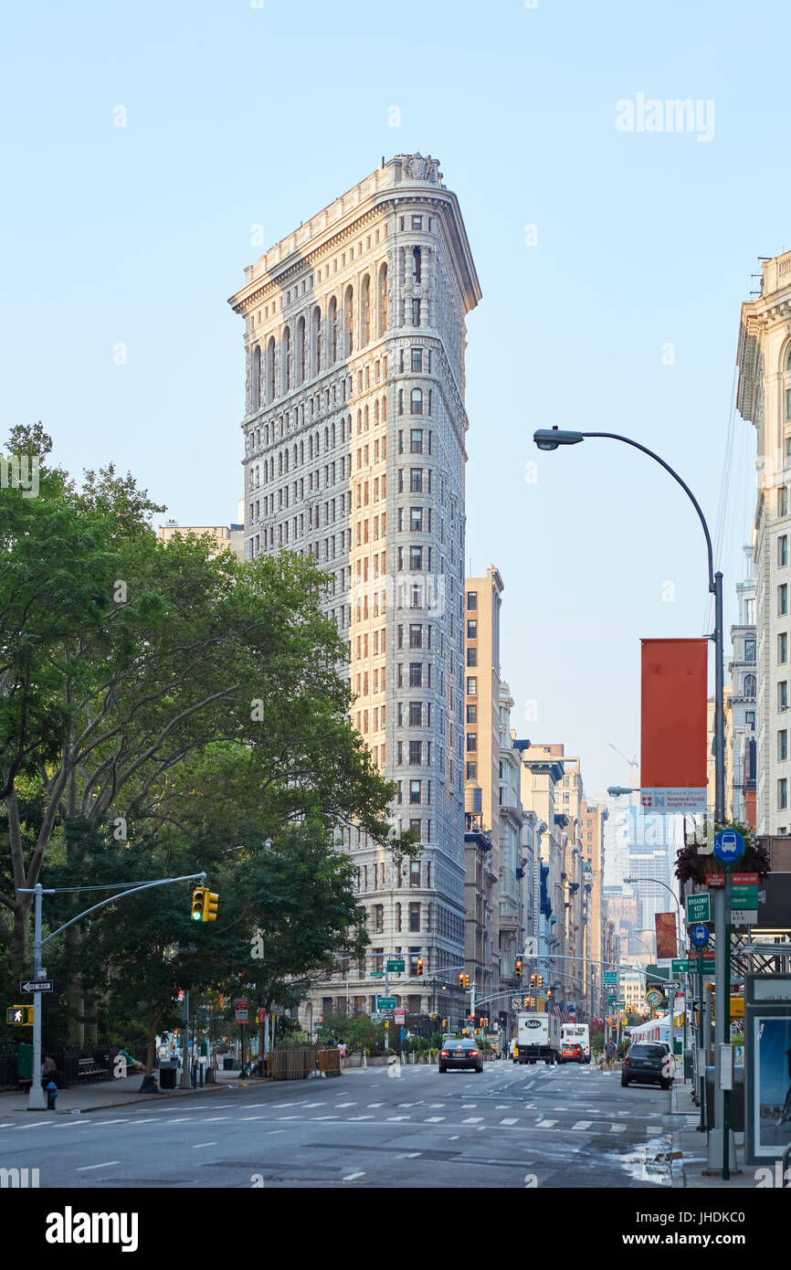 Flatiron building in the early morning light in New York City Stock Photo