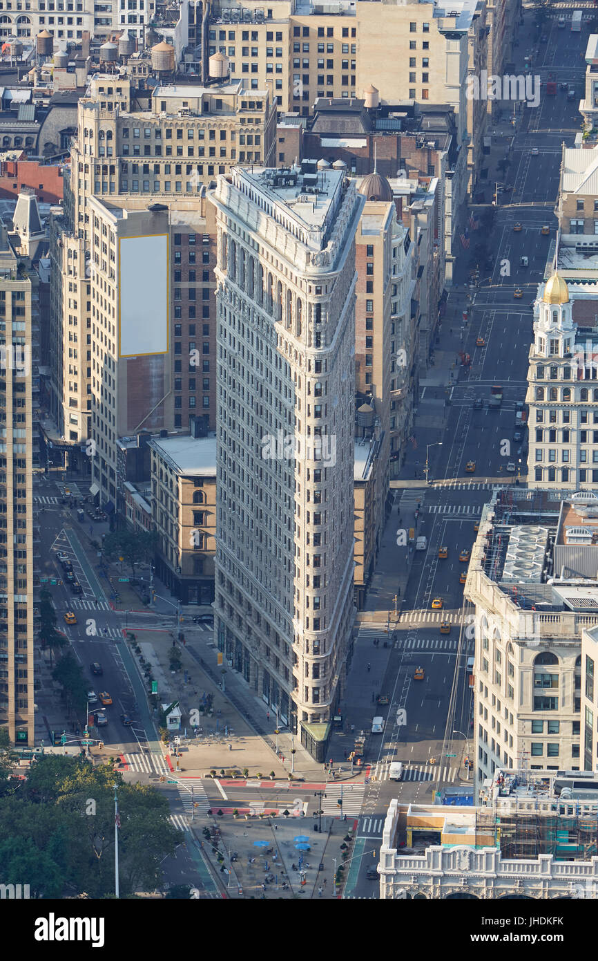 Flatiron building aerial view in the morning in New York City Stock Photo