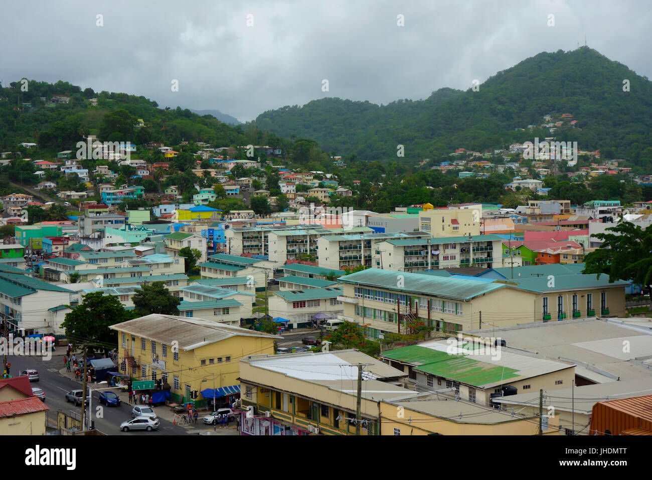 An aerial view of Castries, St. Lucia, Caribbean, West Indies Stock ...