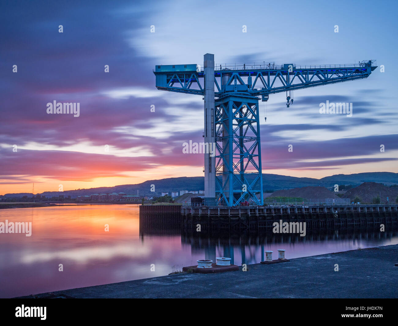 Titan crane sunset - Clydebank Stock Photo
