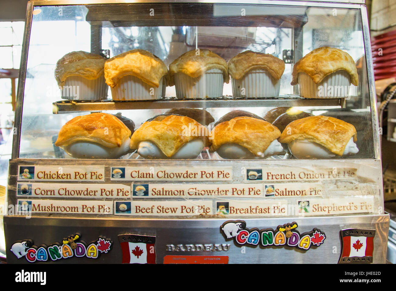 Meat pies at A la mode restaurant inside Granville Island public Market