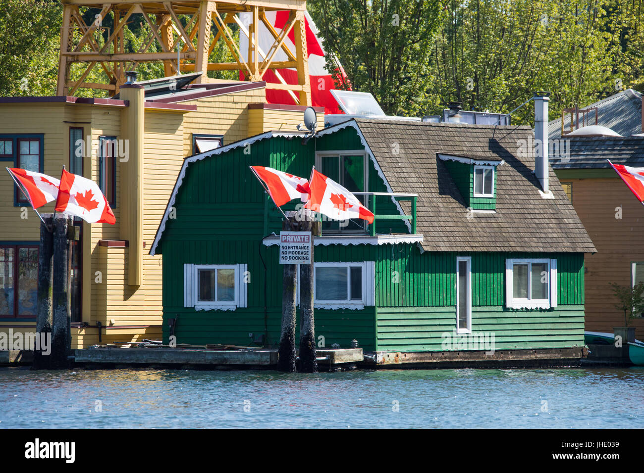 Waterfront homes on Granville Island, Vancouver, Canada Stock Photo