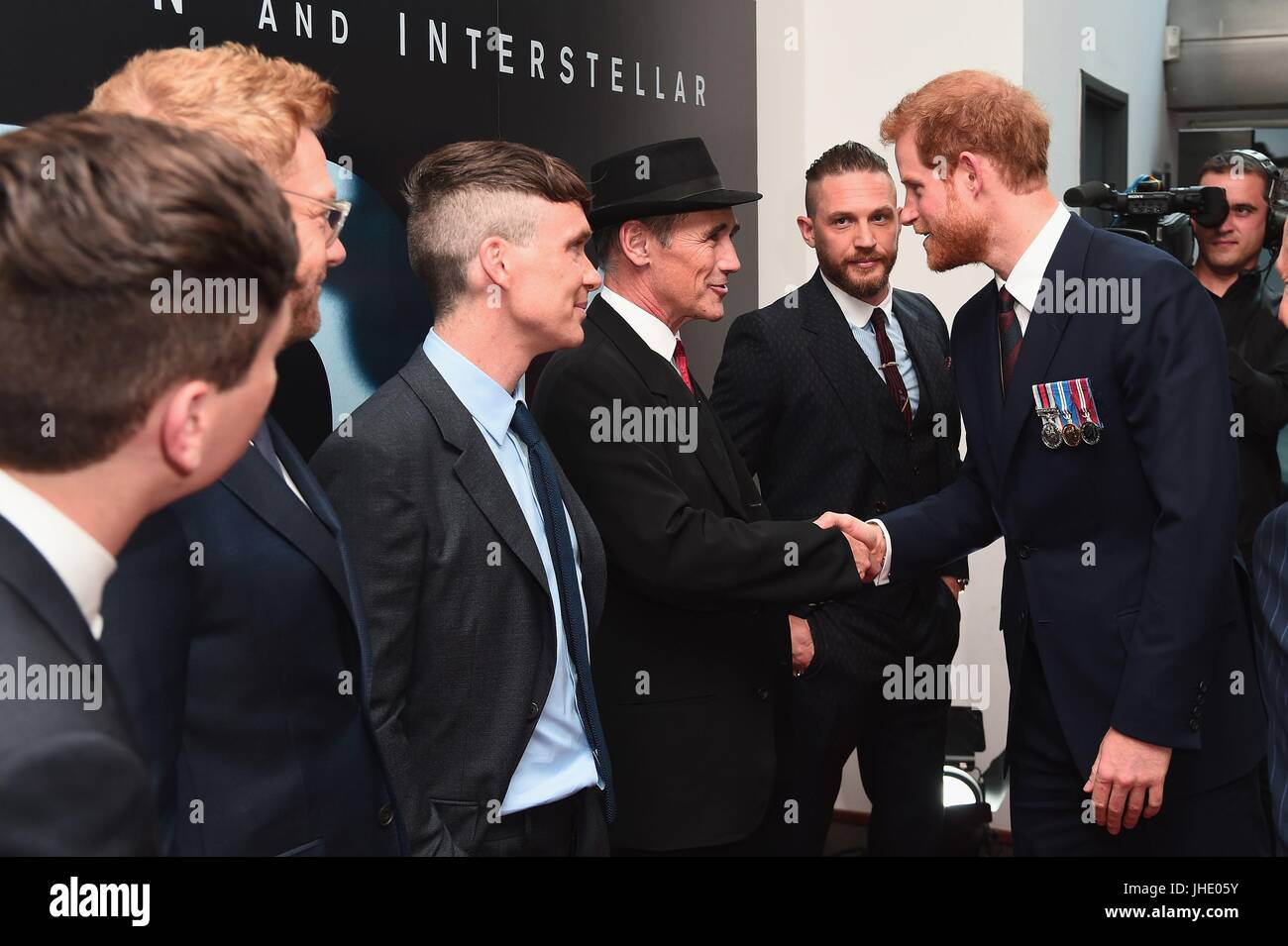 Prince Harry with Barry Keoghan, Sir Kenneth Branagh, Cillian Murphy, Mark  Rylance and Tom Hardy as he attends the world premiere of Christopher  Nolan's epic Second World War movie Dunkirk at the