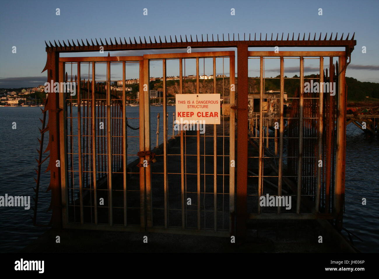 security gate,keep clear ,warning sign Stock Photo