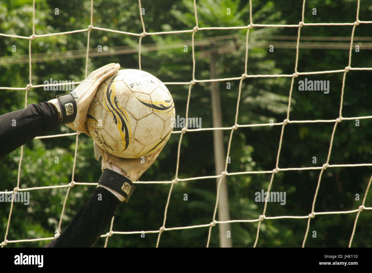 Ball, Goal, Field, Net, Player, Belém, Pará, Brazil Stock Photo