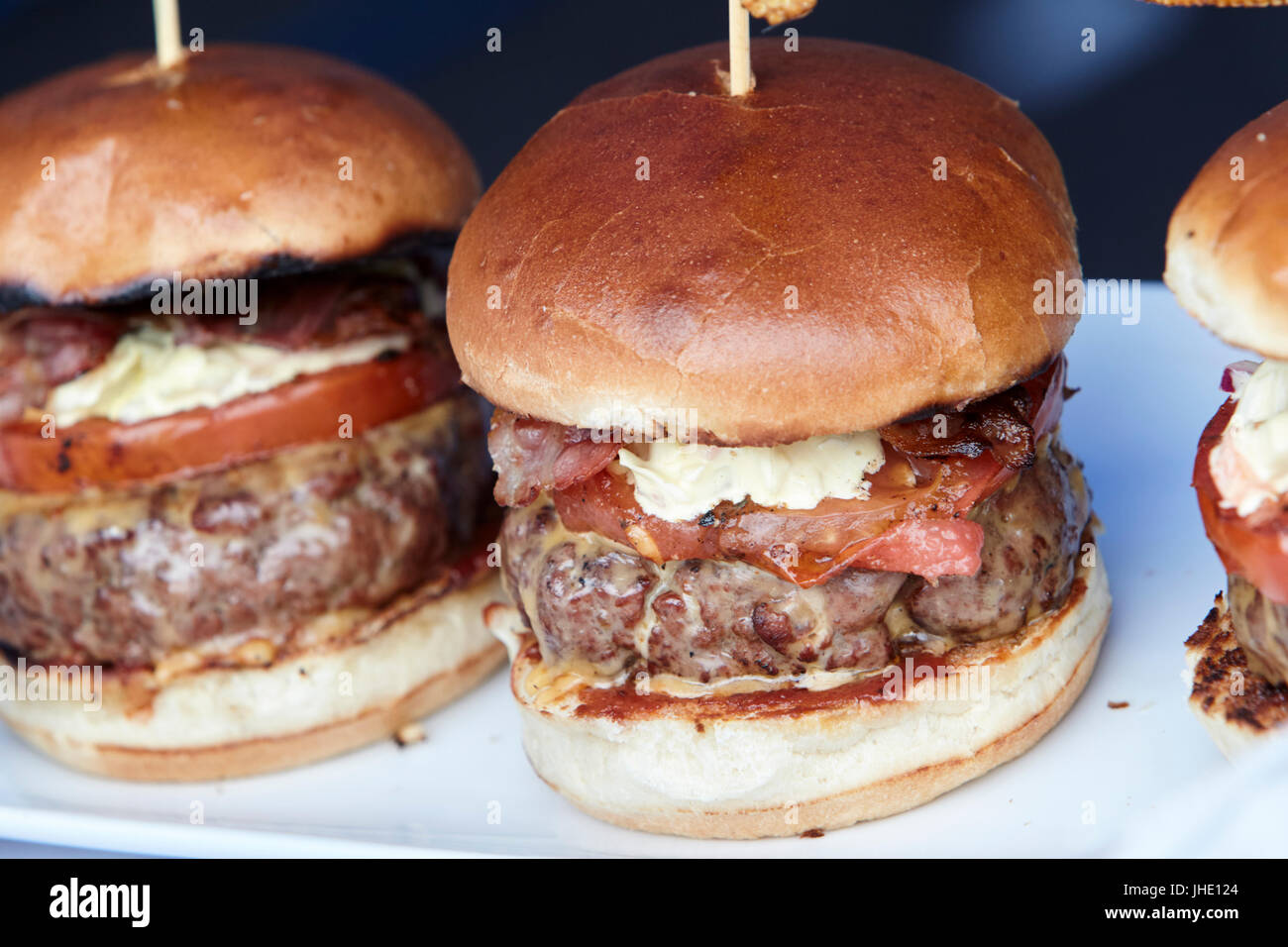 gourmet burgers on display in the uk Stock Photo